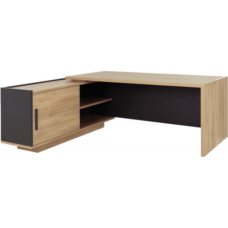 Image de  Bureau retour gauche Brabant L180/198xH75xP90/180cm avec rangements chêne du bocage/anthracite 