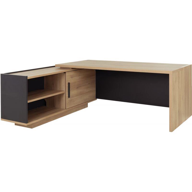 Image de  Bureau retour gauche Brabant L200/218xH75xP90/180cm avec rangements chêne du bocage/anthracite 