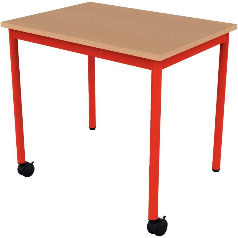 Ref. 96518, Table 70x50cm 2 roulettes taille 5 rouge, marque N.C