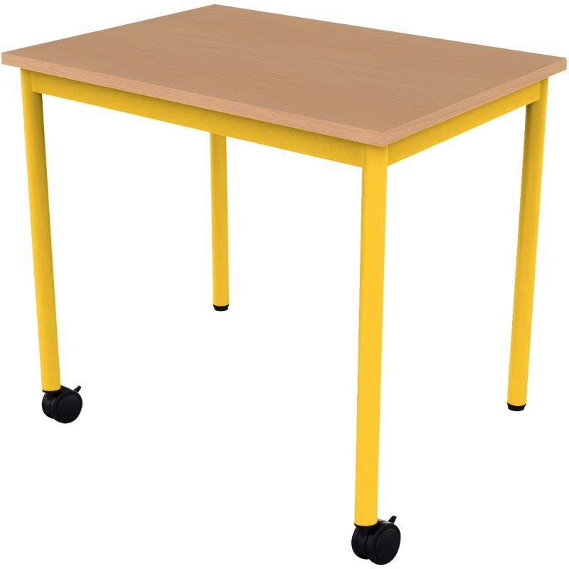 Ref. 96520, Table 70x50cm 2 roulettes taille 5 jaune, marque N.C
