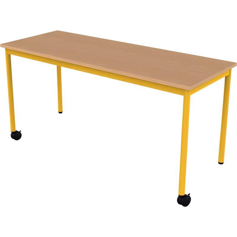 Ref. 96530, Table 130x50cm 2 roulettes taille 4 jaune, marque N.C