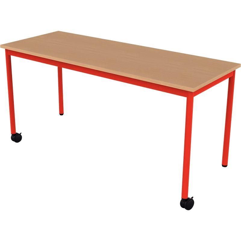 Ref. 96533, Table 130x50cm 2 roulettes taille 5 rouge, marque N.C