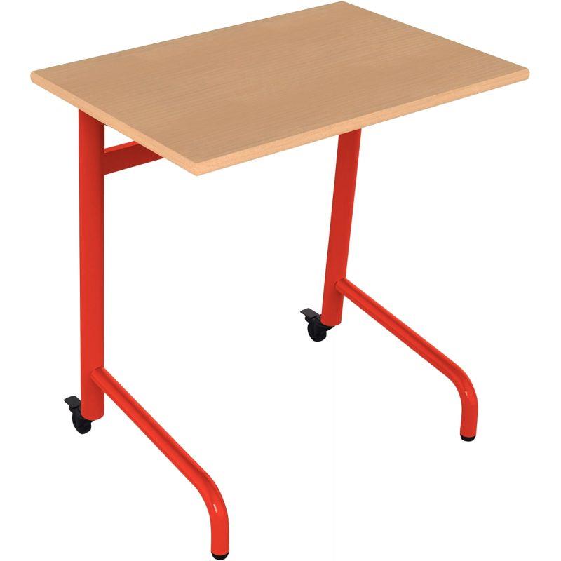 Ref. 96548, Table fixe 70x50cm 2 roulettes taille 5 rouge, marque N.C