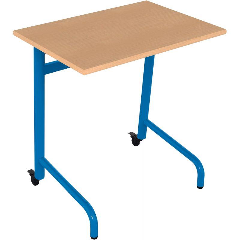 Ref. 96549, Table fixe 70x50cm 2 roulettes taille 5 bleu, marque N.C