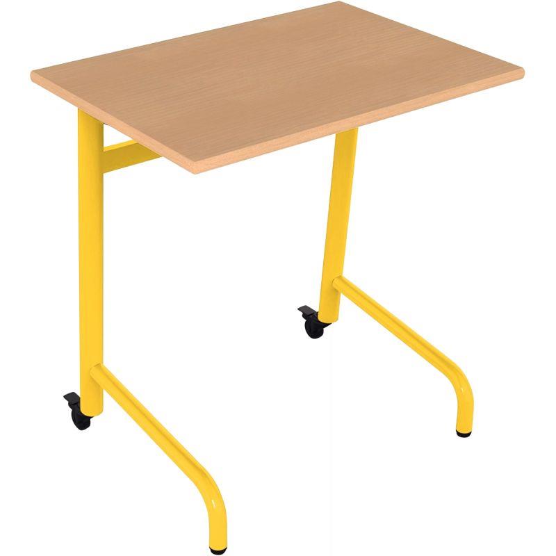 Ref. 96555, Table fixe 70x50cm 2 roulettes taille 6 jaune, marque N.C