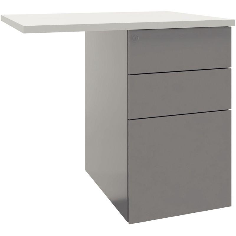 Image de  Retour sur caisson porteur 3 tiroirs Ambre Chêne Brunswick et Gris Aluminium. 