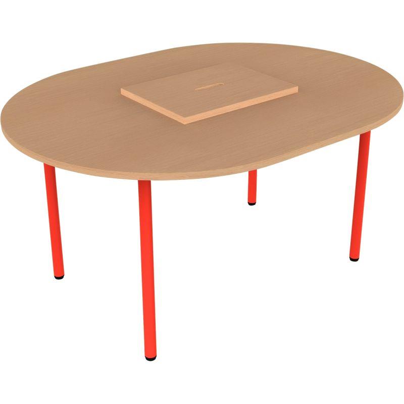 Ref. 96724, Table ovale 120x90cm avec 1 bac taille 3 rouge, marque N.C