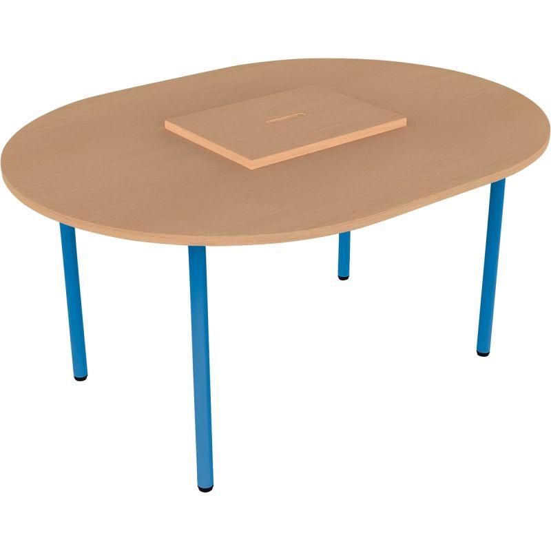 Ref. 96725, Table ovale 120x90cm avec 1 bac taille 3 bleu, marque N.C