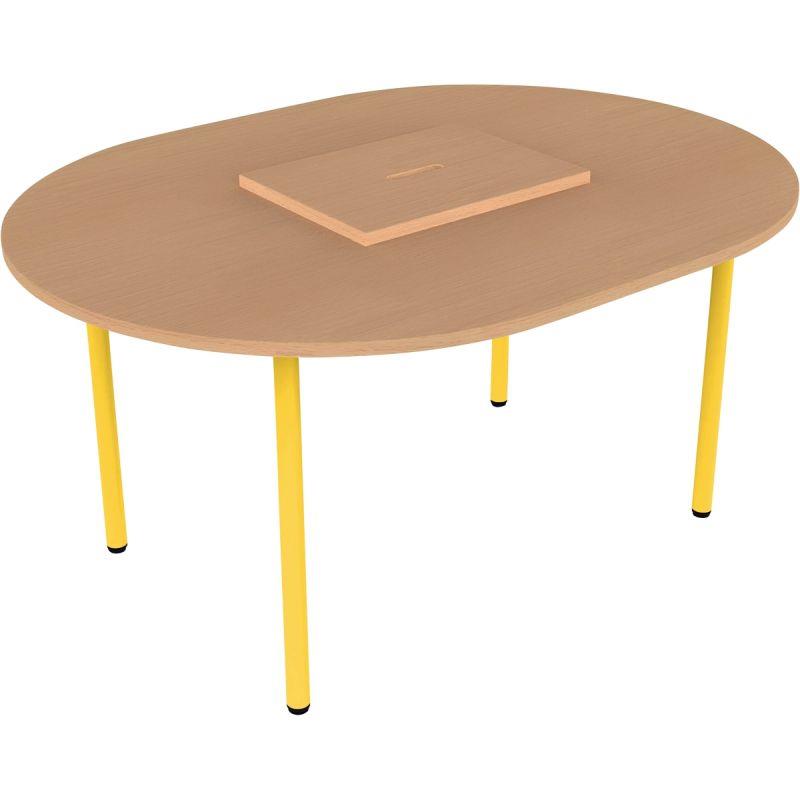 Ref. 96726, Table ovale 120x90cm avec 1 bac taille 3 jaune, marque N.C