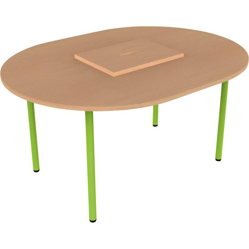 Ref. 96727, Table ovale 120x90cm avec 1 bac taille 3 vert granny, marque N.C