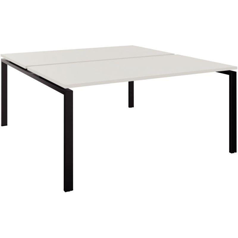 Ref. 96763, Table de bureau plateaux fixes départ P165xL140cm 4 pieds Conect plateau blanc/piètement noir, marque N.C