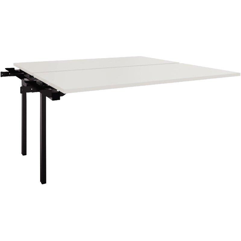 Ref. 96767, Table de bureau plateaux fixes suivant L140xP80cm 2 pieds Conect plateau blanc/piètement noir, marque N.C
