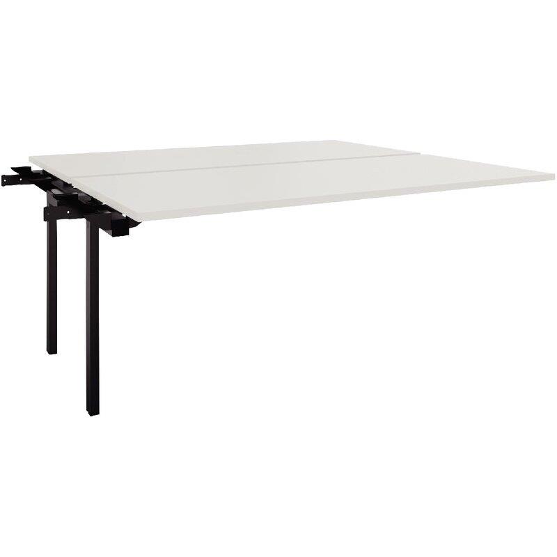 Ref. 96768, Table de bureau plateaux fixes suivant L160xP80cm 2 pieds Conect plateau blanc/piètement noir, marque N.C