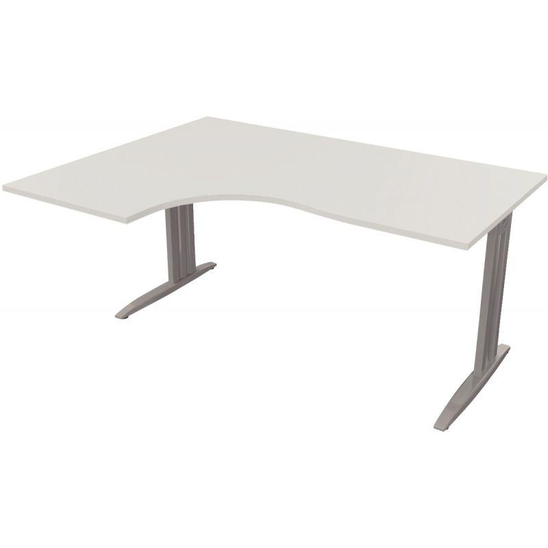Ref. 96793, Plan compact 90° Idol retour gauche L.180 x P.120 et 60 cm plateau blanc /piètement alu, marque N.C