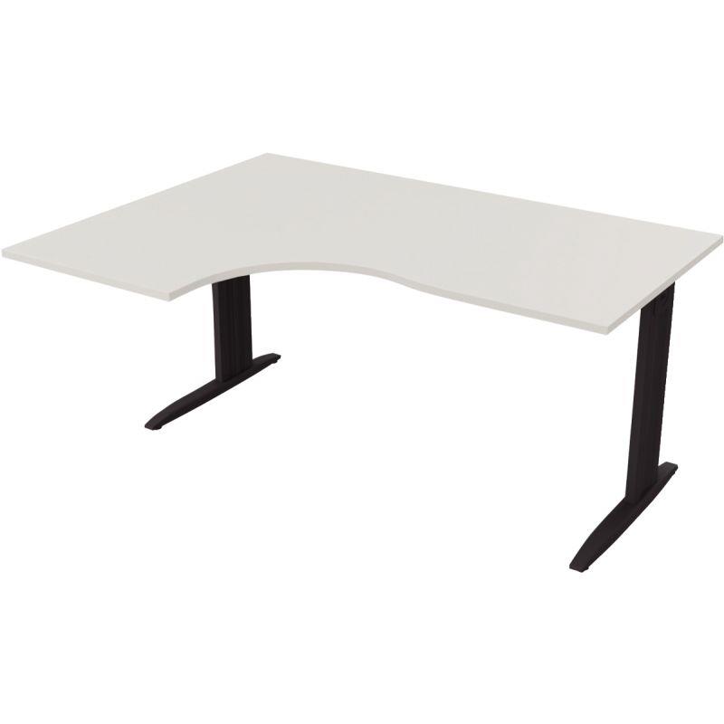 Ref. 96794, Plan compact 90° Idol retour gauche L.180 x P.120 et 60 cm plateau blanc /piètement anthracite, marque N.C