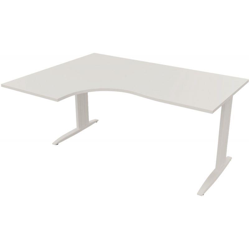 Ref. 96795, Plan compact 90° Idol retour gauche L.180 x P.120 et 60 cm plateau blanc/piètement blanc, marque N.C