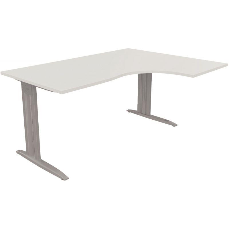 Ref. 96799, Plan compact 90° Idol retour droite L.180 x P.120 et 60 cm plateau blanc /piètement alu, marque N.C