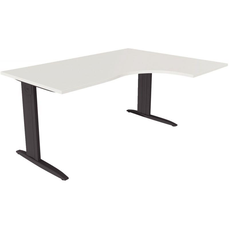 Ref. 96800, Plan compact 90° Idol retour droite L.180 x P.120 et 60 cm plateau blanc/piètement anthracite, marque N.C