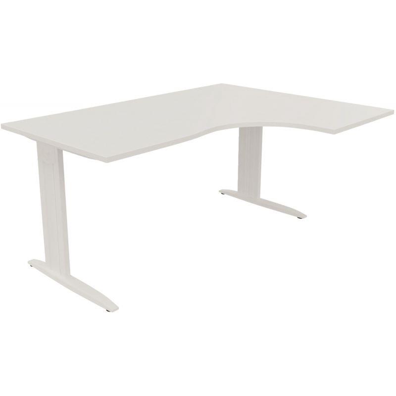 Ref. 96801, Plan compact 90° Idol retour droite L.180 x P.120 et 60 cm plateau blanc/piètement blanc, marque N.C