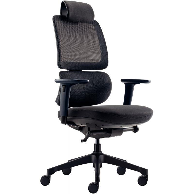 Ref. 96843, Siège manager ergonomique Slagen noir avec têtière, marque N.C