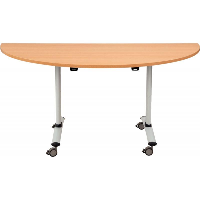 Ref. 96882, Table abattante demi-lune L160xP80cm plateau chêne/piètement alu, marque N.C