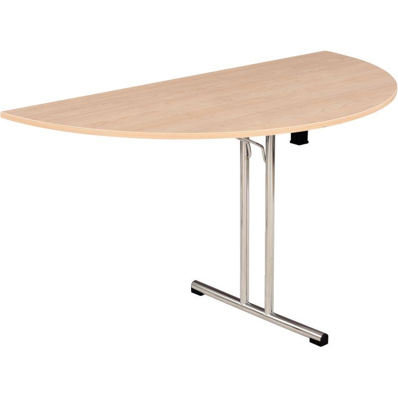 Ref. 96890, Table pliante demi-lune L160xP80cm plateau chêne/piètement alu, marque N.C