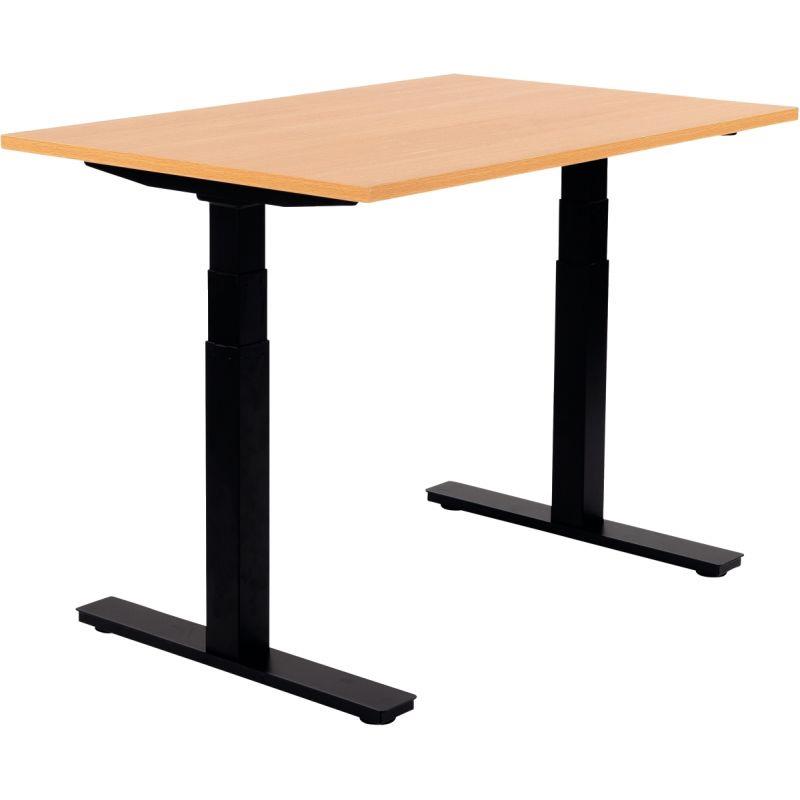 Ref. 96926, Bureau assis debout L120 cm Boost plateau hêtre/piètement noir, marque N.C