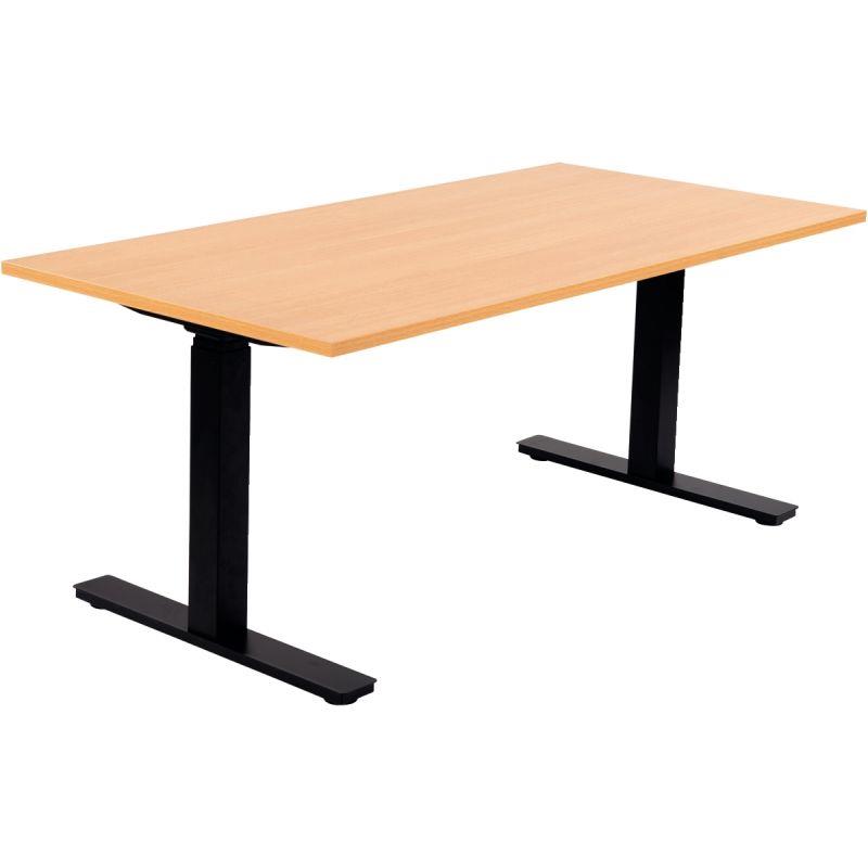 Ref. 96934, Bureau assis debout L160 cm Boost plateau hêtre/piètement noir, marque N.C