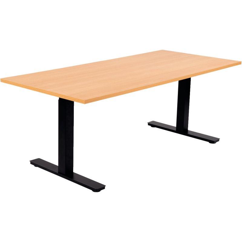 Ref. 96938, Bureau assis debout L180 cm Boost plateau hêtre/piètement noir, marque N.C