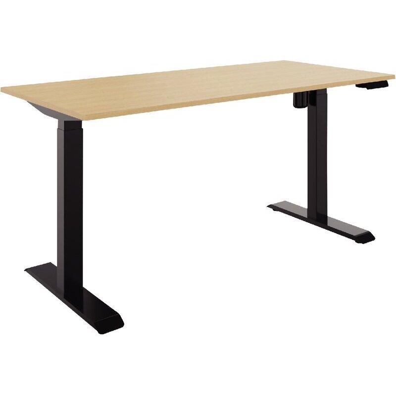 Ref. 96950, Bureau à réglage électrique Lutz 2 L140xP80cm épaisseur 19mm plateau chêne naturel/piètement noir, marque N.C