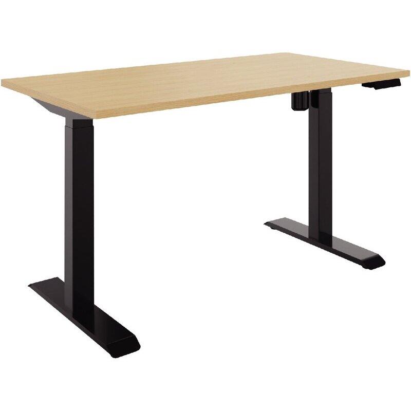 Ref. 96954, Bureau à réglage électrique Lutz 2 L120xP80cm épaisseur 25mm plateau chêne naturel/piètement noir, marque N.C