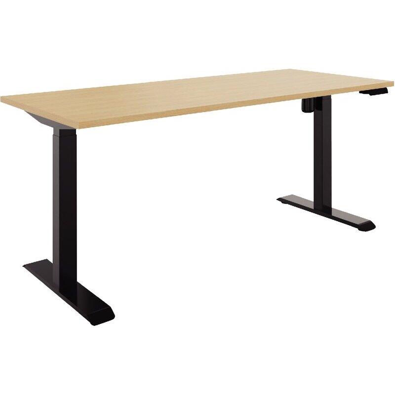 Ref. 96958, Bureau à réglage électrique Lutz 2 L160xP80cm plateau chêne naturel/piètement noir, marque N.C