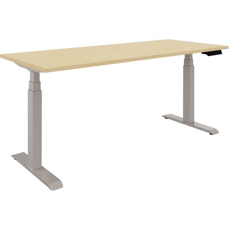 Ref. 96962, Bureau assis-debout individuel Axel 2 L160xP80cm plateau pin maritime/piètement alu, marque N.C