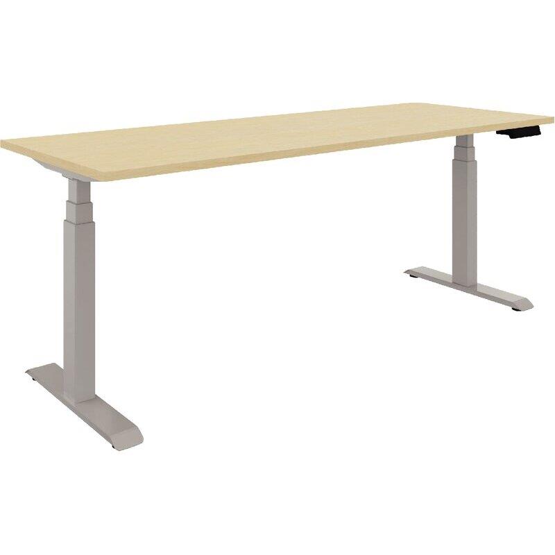Ref. 96964, Bureau assis-debout individuel Axel 2 L180xP80cm plateau pin maritime/piètement alu, marque N.C