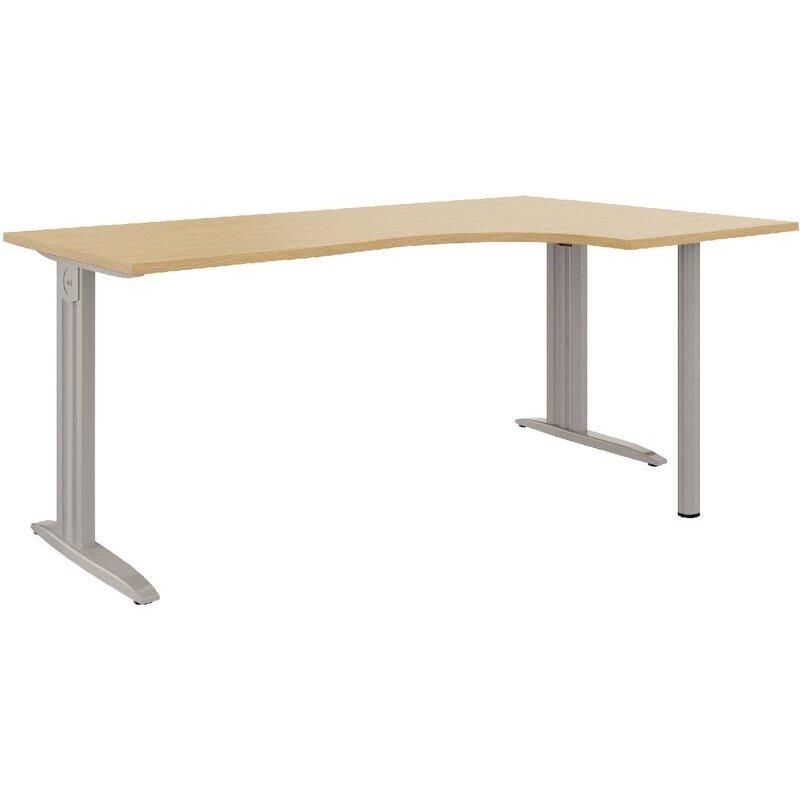 Ref. 97069, Plan compact 90° Idol retour droit L160 x P.120 et 60 cm plateau chêne naturel/piètement alu, marque N.C