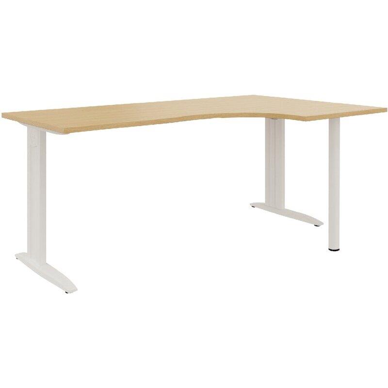 Ref. 97071, Plan compact 90° Idol retour droite L.160 x P.120 et 60 cm plateau chêne naturel/piètement blanc, marque N.C