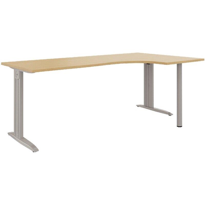 Ref. 97072, Plan compact 90° Idol retour droit L.180 x P.120 et 60 cm plateau chêne naturel/piètement alu, marque N.C