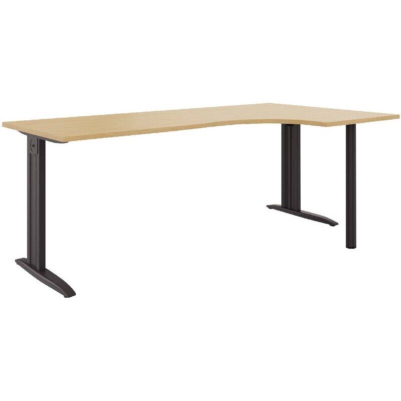 Ref. 97073, Plan compact 90° Idol retour droit L.180 x P.120 et 60 cm plateau chêne naturel/piètement anthracite, marque N.C