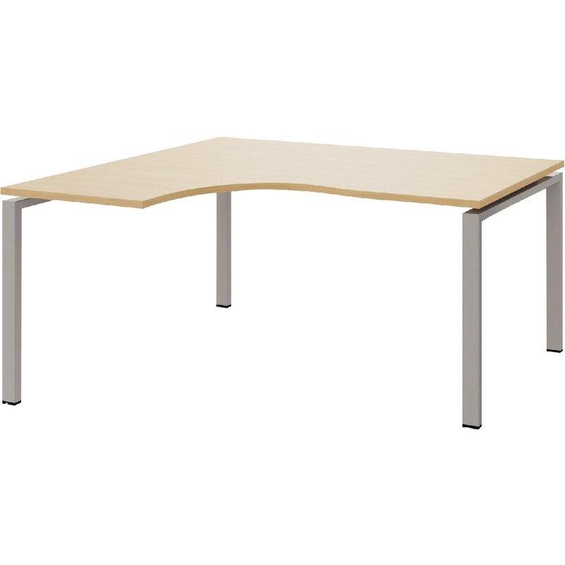 Ref. 97088, Plan compact asymétrique 90° L.160x60cm retour gauche Conect plateau chêne naturel/piètement alu, marque N.C