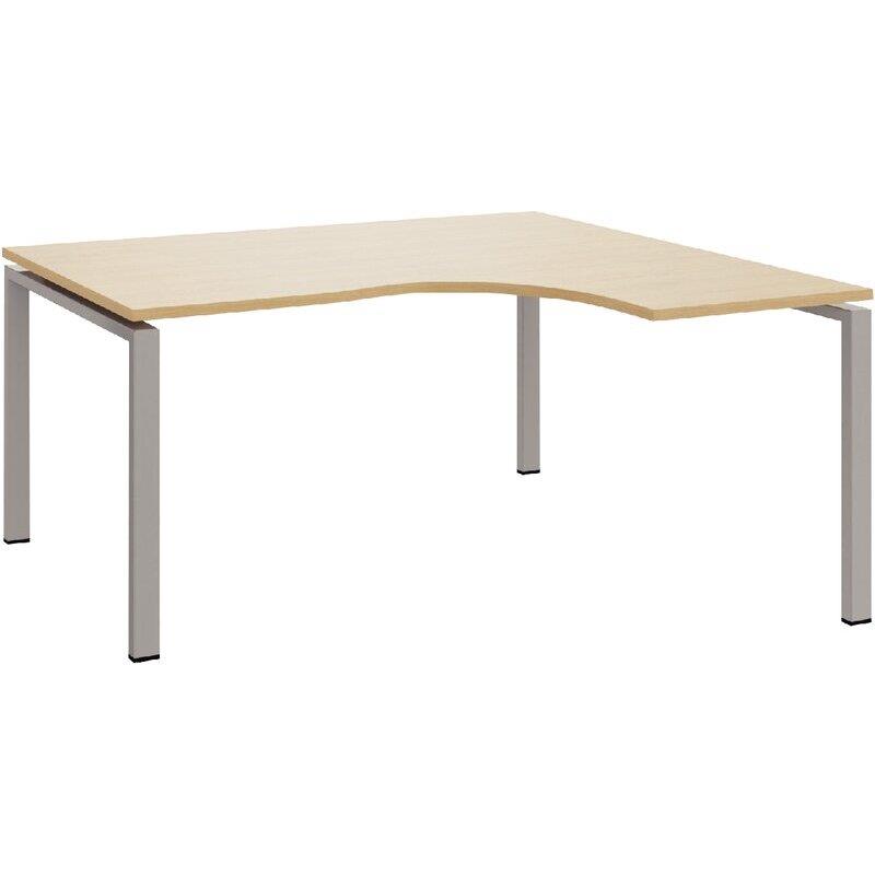 Ref. 97089, Bureau compact asymétrique 90° retour à droite L160 Conect plateau chêne naturel/piètement alu, marque N.C