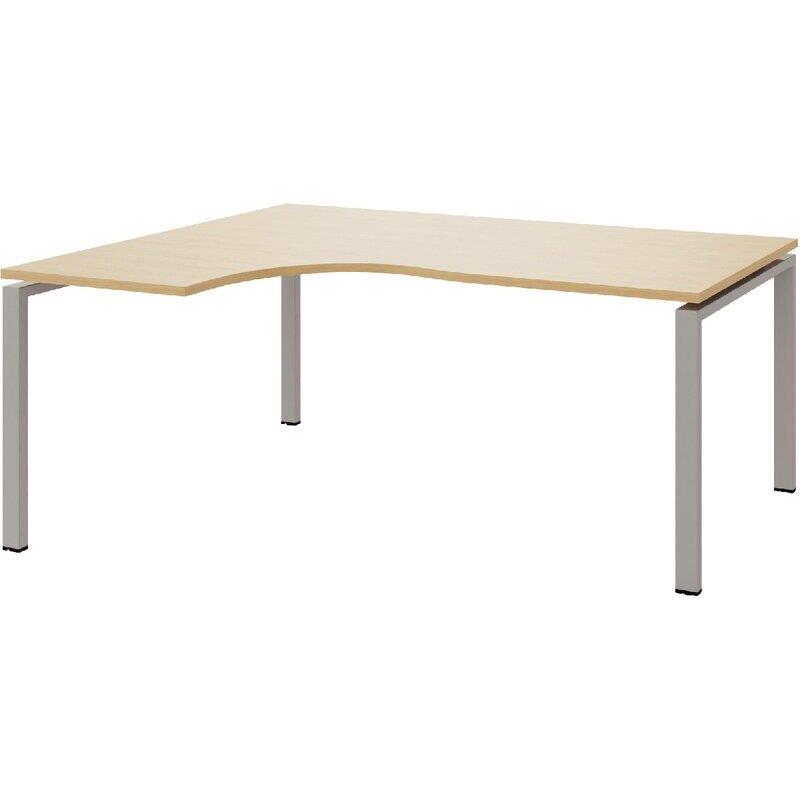 Ref. 97090, Bureau compact asymétrique 90° retour à gauche L180 Conect plateau chêne naturel/piètement alu, marque N.C