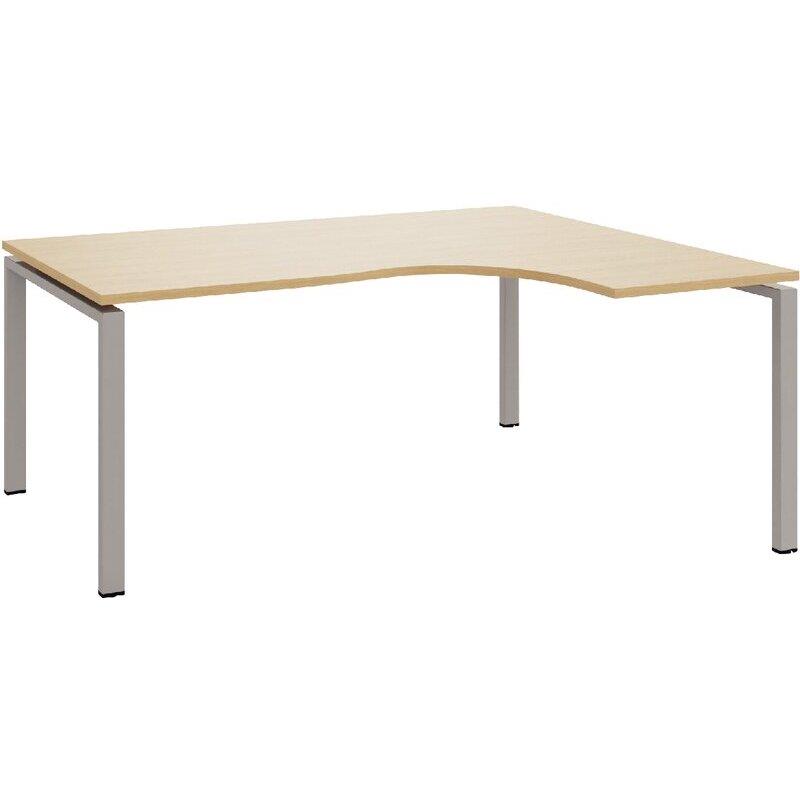 Ref. 97091, Bureau compact asymétrique 90° retour à droite L180 Conect plateau chêne naturel/piètement alu, marque N.C