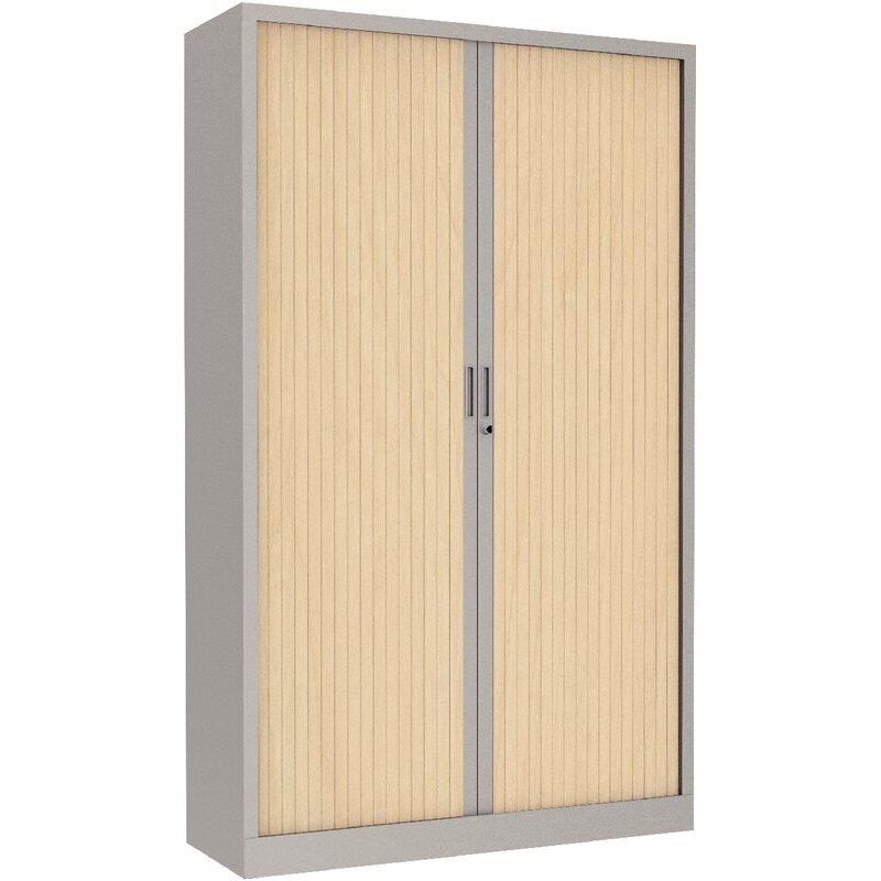Ref. 97102, Armoire à rideaux monobloc haute H198cm corps alu/rideaux pin maritime, marque N.C