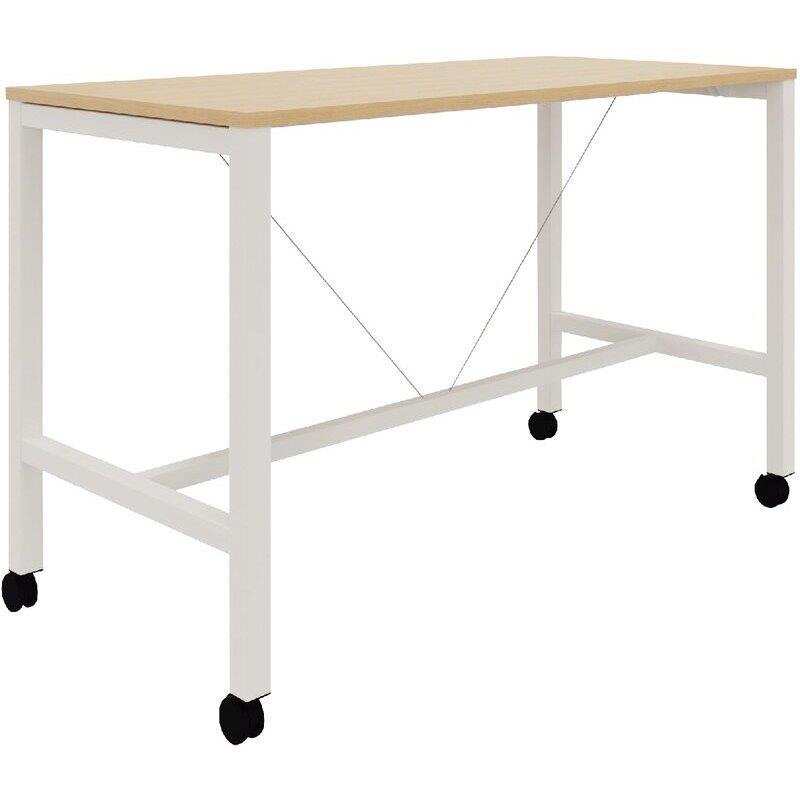 Ref. 97136, Table L160 cm x P80 cm x H104,5 cm Perform Mobile plateau chêne naturel/piétement blanc, marque N.C
