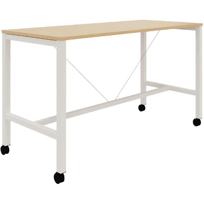 Ref. 97137, Table L180 cm x P80 cm x H104,5 cm Perform Mobile plateau chêne naturel/piétement blanc, marque N.C
