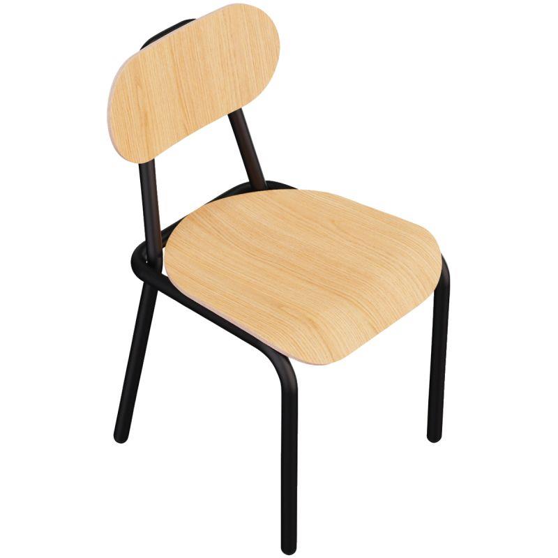 Ref. 97155, Chaise 4 pieds métal GABY chêne/piètement noir, marque N.C