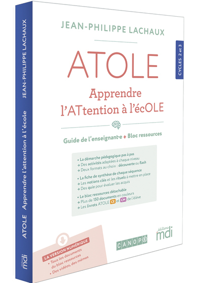Ref. 9782223113798, Atole - apprendre l'attention à l'école - guide del'enseignant(e)...