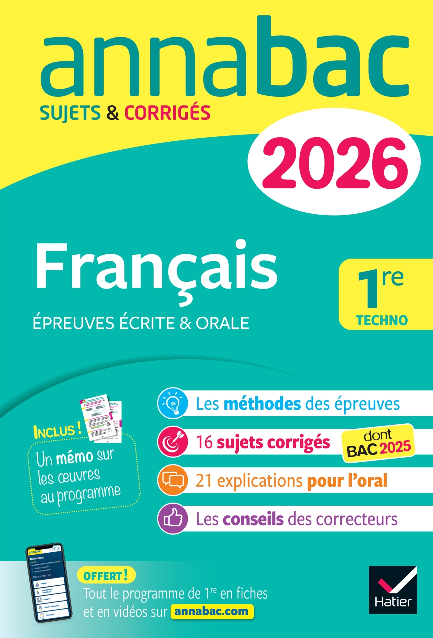Image de  Annales du bac 2026 - annabac français 1re technologique (bac de... 