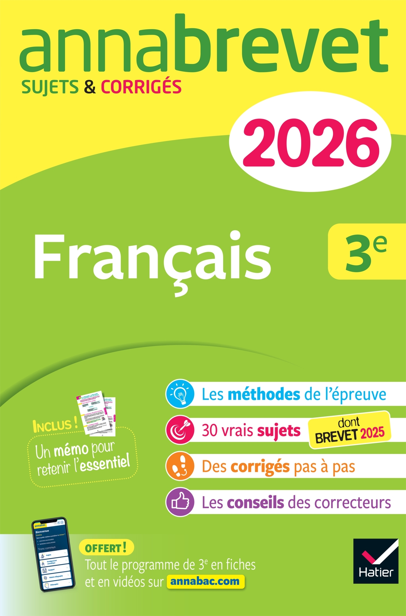 Image de  Annales du brevet 2026 - annabrevet français 3E - nouveau brevet 