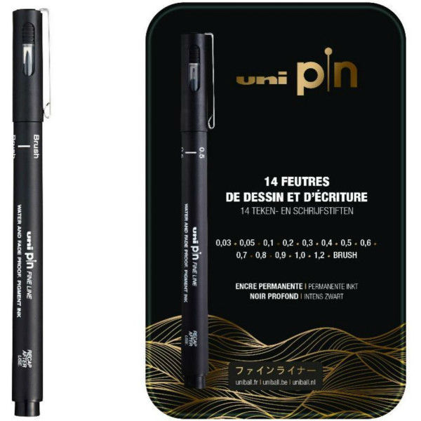Image de  Boîte de 14 feutres Uni Pin assortis 